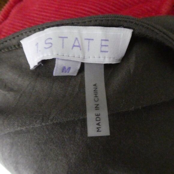 1.State Color Block Sleeveless Tunic Top Layered Medium Hi Low Olive Green Black - Picture 6 of 10